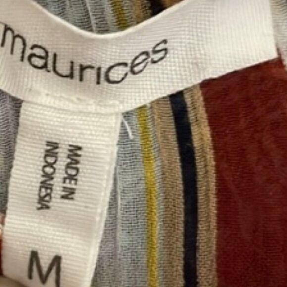 Maurices lace up v-neck kimono top Multi-Colored Stripes Women's Medium NEW - Picture 7 of 10